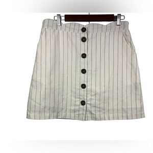 Altared State linen Stripe Lined Button Elastic Waist Skirt Size L